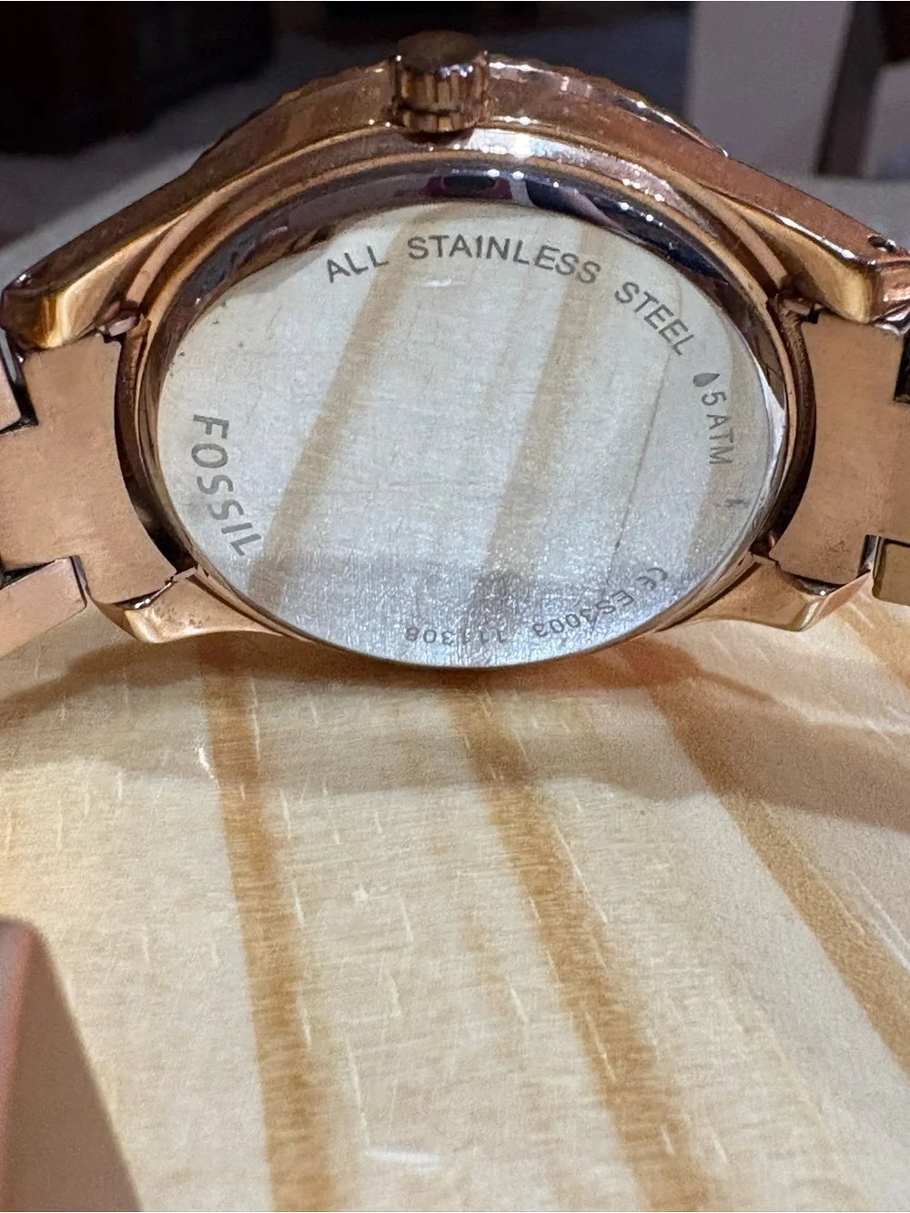 Fossil Women's Rose Gold Crystal-Accent Stainless Steel Watch